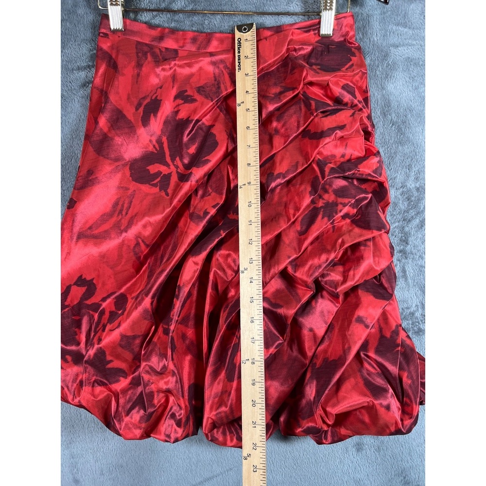 Rickie Freeman Teri Jon Bubble Skirt 4 Red Floral Taffeta Layered Vintage 90's - Picture 5 of 7